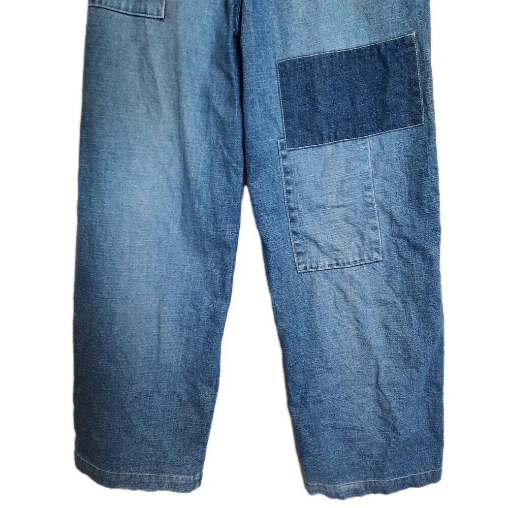 Vtg 90s PHAT FARM Baggy Patchwork Jeans Youth Size 16 Wide Leg Hip Hop Y2K Denim